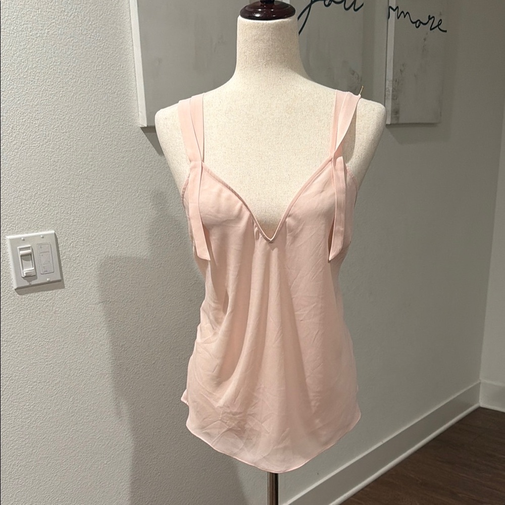 Trouve Blush Pink V-Neck Satin Camisole